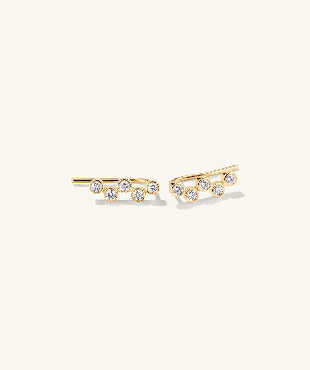Mejuri Lab Grown Diamond Zig-Zag Climber Studs - 14k Yellow Gold Mejuri Lab Grown Diamond Zig-Zag Climber Studs - 14k Yellow Gold